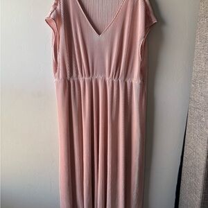SHEIN Pink Babydoll Maxi Dress with V-Neck and Dolman Cap Sleeves